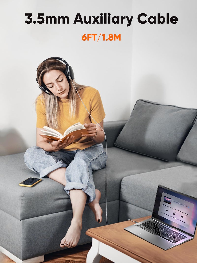 CableCreation Aux Cable (6FT/1.8M), 3.5mm Audio Cable Male to Male, 1/8 inch Auxiliary Stereo Jack Cord for Headphone, Phone, Car Stereos, Speaker and More(with Aux Port) - Image 5