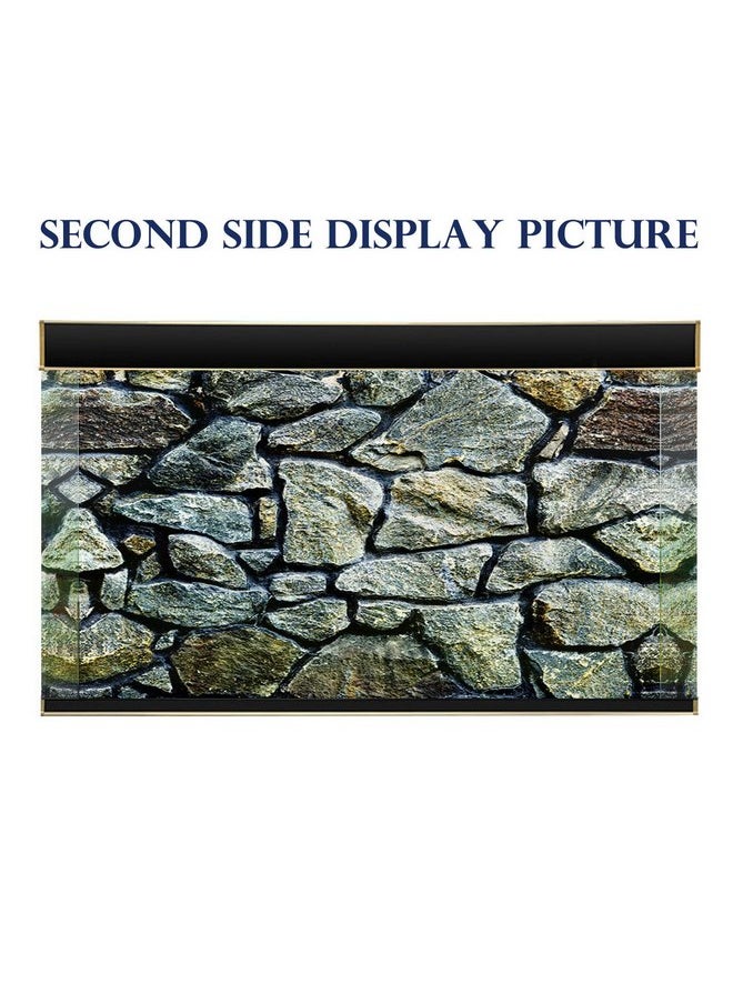 ELEBOX ELEBOX Fish Backgrounds Paper Double Sides 3D Stone & Trees Aquarium Background Picture 19" x 48" Fish Tank Background  - Image 3