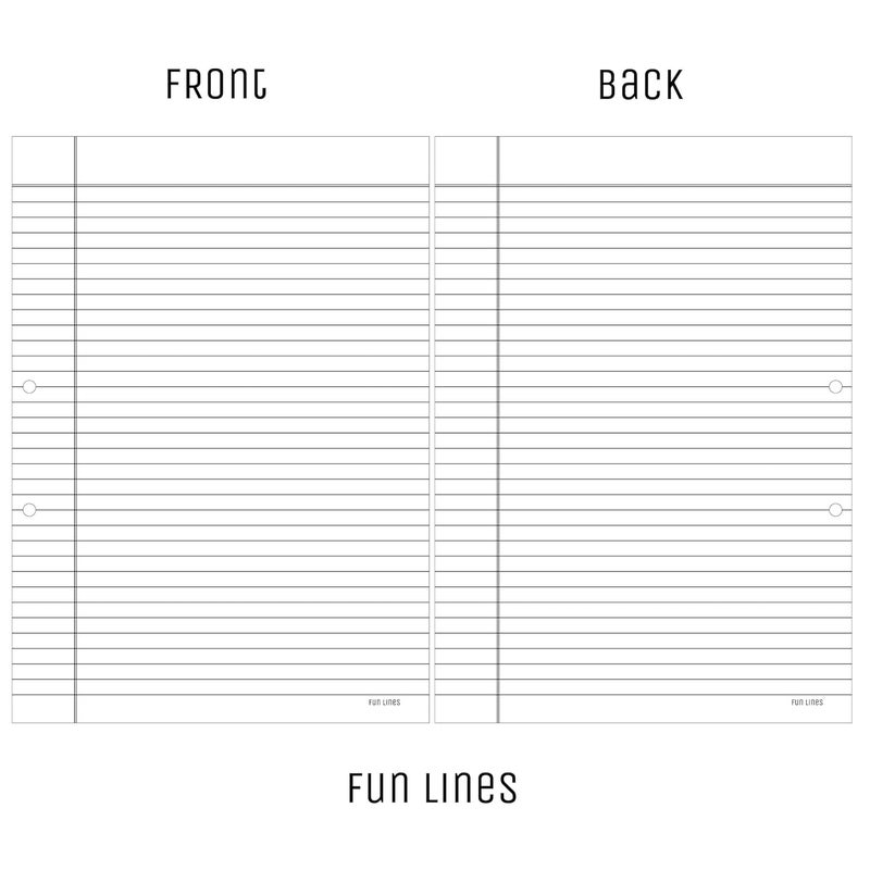 Fun Lines أوراق A4 مثقوبة مسبقًا عالية الجودة I مسطرة من الجانبين I للمشاريع، الواجبات، واجبات العطلة، الملاحظات - عبوة من 100 (A4 مسطرة + مثقوبة مسبقًا) - Image 3