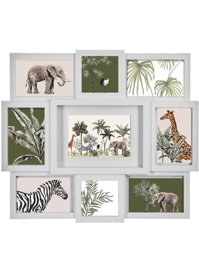 atmosphera 9-Pictures Cali Wall Mount Sturdy Lightweight Photo Frame White 42.5 x 48.5 x 3 cm 102544A  - Image 1