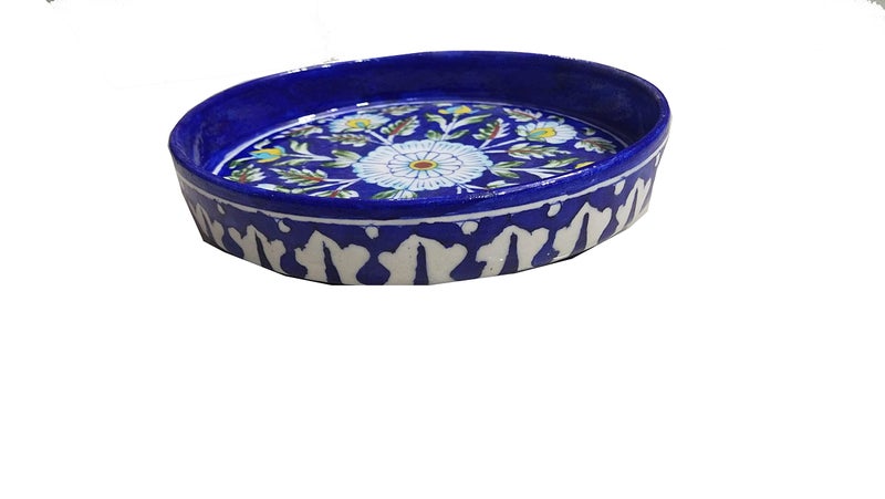 Shiv Kripa Blue Pottery Ceramic Studio Pottery Serving Bowl Set Olive Royal Blue Color for Snacks, Cereal, Serving Dessert | Microwave and Dishwasher Safe Bowls - Image 3