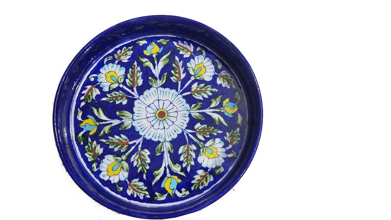Shiv Kripa Blue Pottery Ceramic Studio Pottery Serving Bowl Set Olive Royal Blue Color for Snacks, Cereal, Serving Dessert | Microwave and Dishwasher Safe Bowls - Image 2