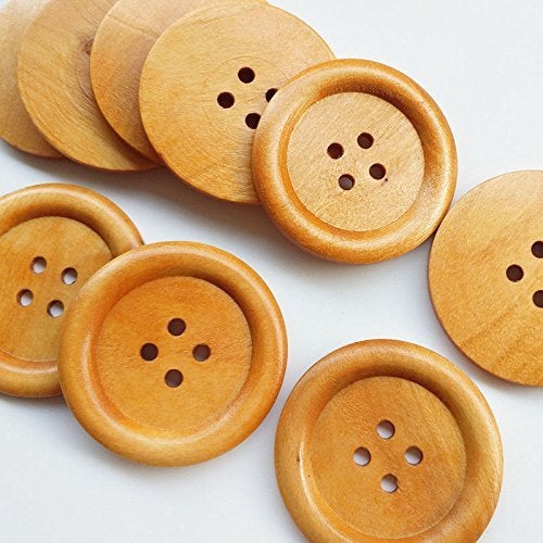 Chenkou Craft 20pcs Big Size 50mm 2" Round Wood Buttons 4 Holes Craft Sewing Button - Image 2