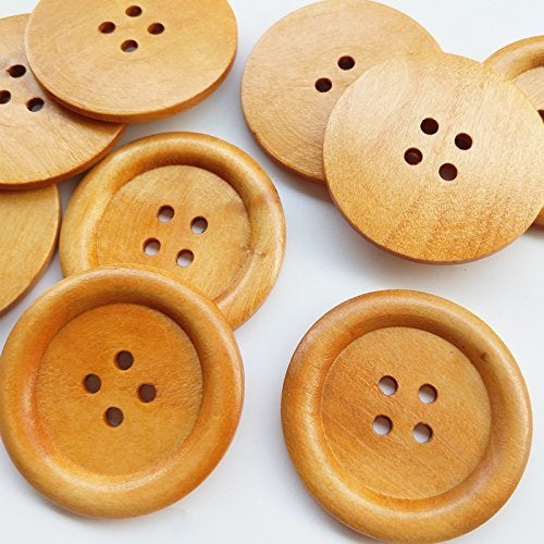 Chenkou Craft 20pcs Big Size 50mm 2" Round Wood Buttons 4 Holes Craft Sewing Button - Image 5