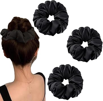 UPSTORE 4 Pcs Oversized Satin Hair Scrunchies 63 inch Extra Large Scrunchie Satin Silk Hair Scrunchies Elastic Hair Ties Hair Bands Ponytail Holders for Women and Girls - Image 1