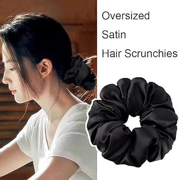 UPSTORE 4 Pcs Oversized Satin Hair Scrunchies 63 inch Extra Large Scrunchie Satin Silk Hair Scrunchies Elastic Hair Ties Hair Bands Ponytail Holders for Women and Girls - Image 4