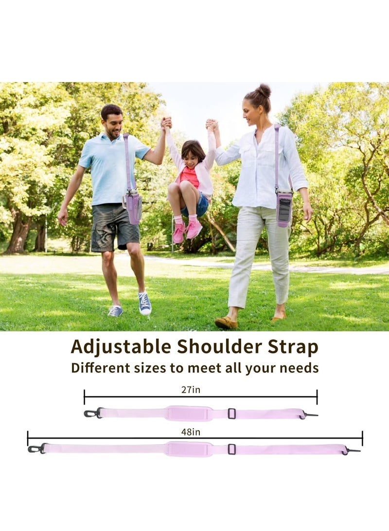 Water Bottle Carrier Bag with Strap for Stanley 40oz Tumbler with Handle, 2 Pocket Sling Neoprene Bottle Pouch Holder, Stanley Cup Accessories for Hiking Travelling Camping (Pink)  - Image 2