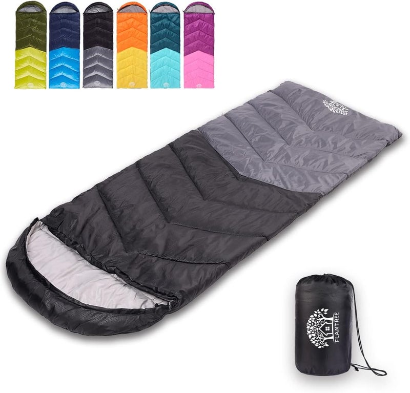 Flantree Sleeping Bag 4 Seasons Adults & Kids for Camping Hiking Trips Warm Cool Weather,Lightweight and Waterproof with Compression Bag,Indoors Outdoors Activities - Image 1