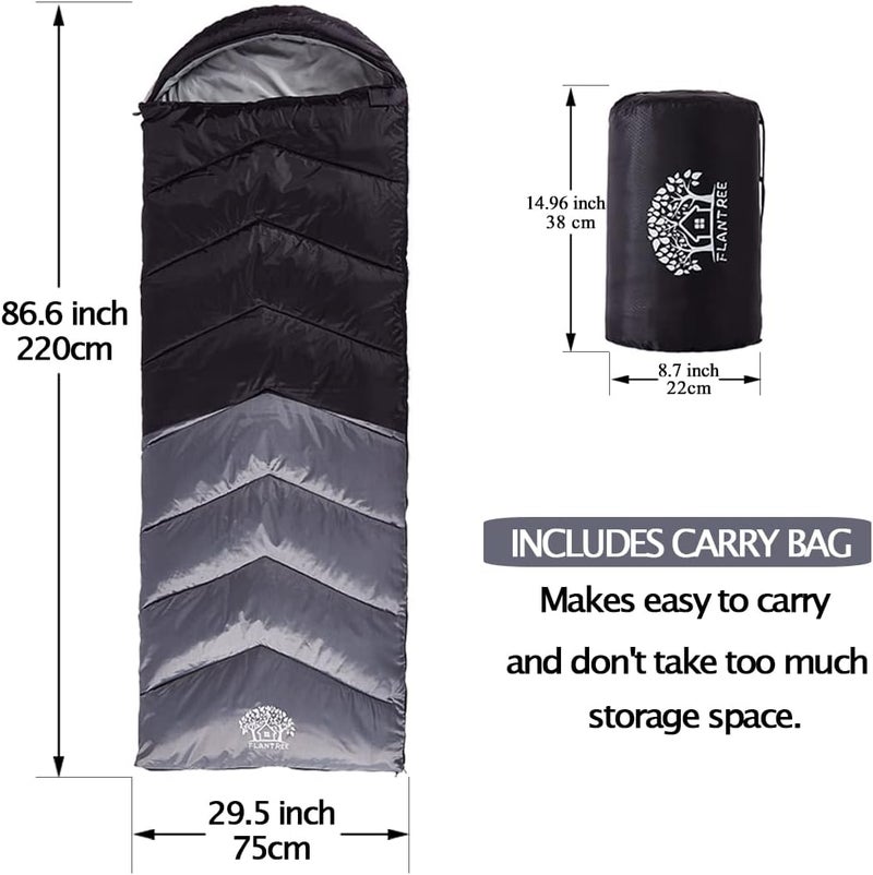 Flantree Sleeping Bag 4 Seasons Adults & Kids for Camping Hiking Trips Warm Cool Weather,Lightweight and Waterproof with Compression Bag,Indoors Outdoors Activities - Image 2