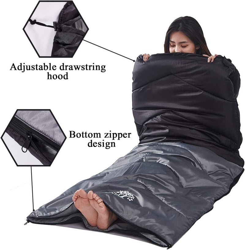 Flantree Sleeping Bag 4 Seasons Adults & Kids for Camping Hiking Trips Warm Cool Weather,Lightweight and Waterproof with Compression Bag,Indoors Outdoors Activities - Image 5