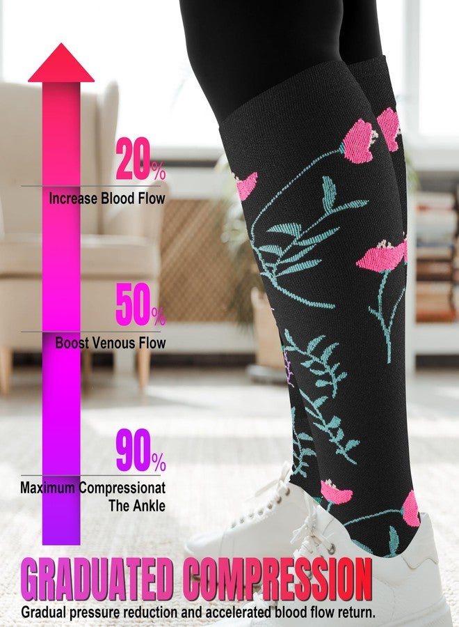 cerpite 4 Pairs Plus Size Compression Socks Wide Calf for Women & Men 20-30 mmhg-Extra Wide Calf Knee High Support Socks for Nurse - Image 4
