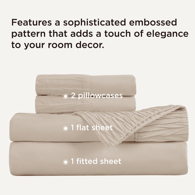 Bedsure Queen Sheet Set - 4 Pieces Soft Queen Size Sheets - Breathable & Cooling - Hotel Luxury - Easy Care Polyester Microfiber Bedding for Women, Men, Beige - Image 2