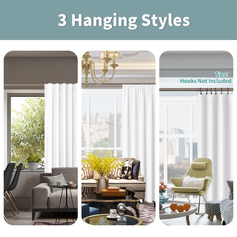 BGment Pure White 100% Blackout Curtains for Bedroom, Black Out Living Room 84 inch Panels with Thermal Liner, Rod Pocket and Back Tab Double Layer Room Darkening Drapes, 2 Panels, Each 52 x 84 Inch - Image 3