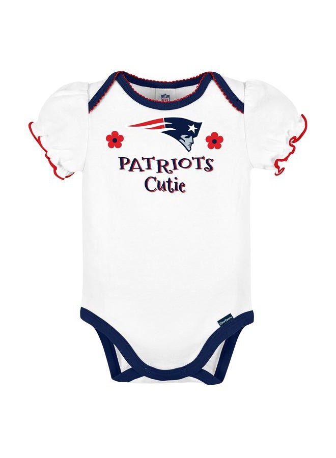 Gerber NFL New England Patriots 3 Pack Ruffle Sleeve Team Bodysuit, blue/white/pink New England Patriots, 18 Months - Image 2