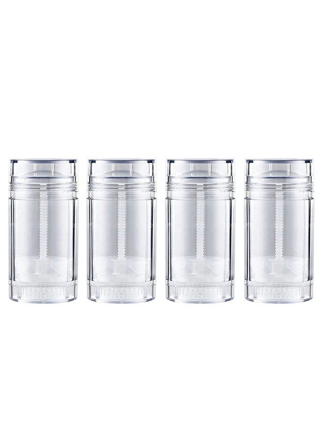 USRommaner 4 Pack 2.5 Oz /75Ml Plastic Deodorant Containers,Empty Clear Cylinder (Bottom Refilling & Twist Up) Big Refillable Deodorant Tube Bottles Stick Container For Lip Balm,Foundation  - Image 1