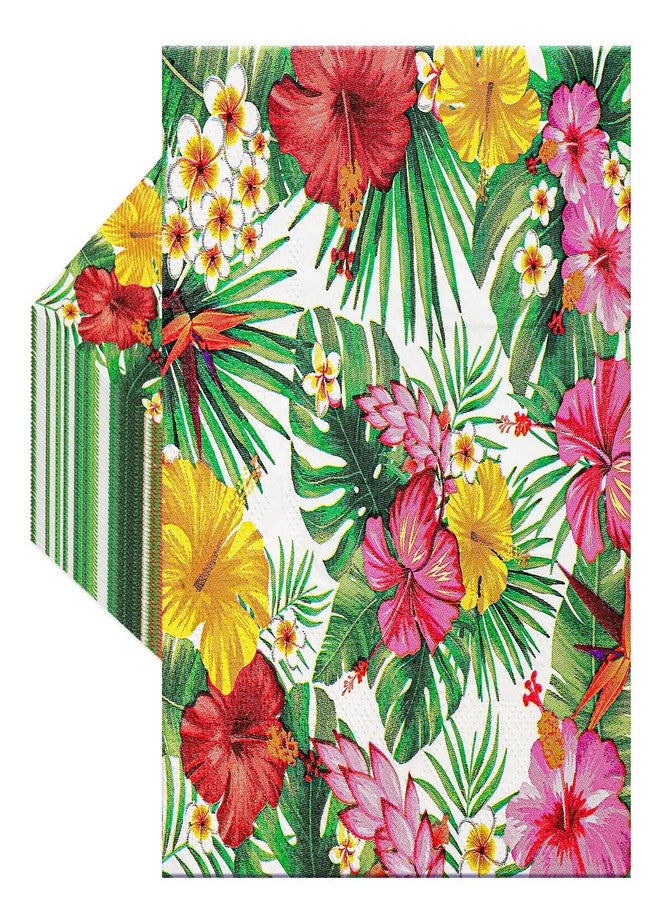 HOWAF 60 Pieces Hawaiian Hibiscus Napkins,Tropical Luau Disposable Paper Napkins Hawaii Aloha Party Supplies for Summer Beach Table Decoration, 6.5 x 6.5 inches Table Decorations - Image 1