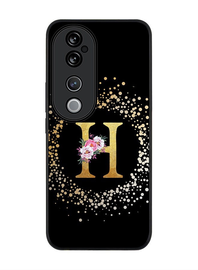 Stylizedd For vivo V40 5G /vivo V40 Pro Case,Slim fit Camera Protection, Shockproof Thin Phone cover - Custom Monogram Floral - H ( Black ) - Image 1
