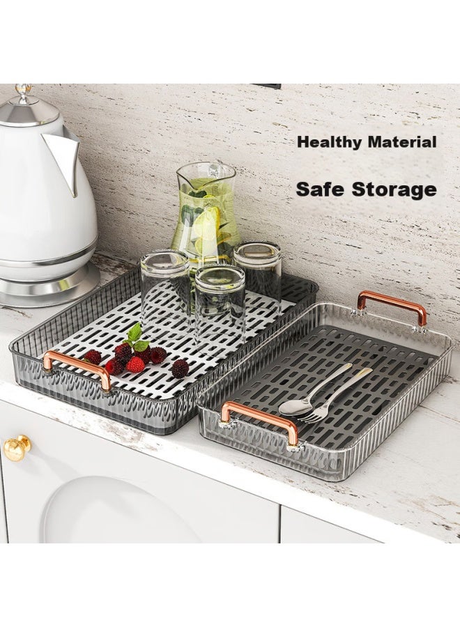 Caizhi Tea Tray, Living Room Double-layer Draining Tea Set, Rectangular Tea Table, Large Fruit Plate, Cz6835 - Image 2