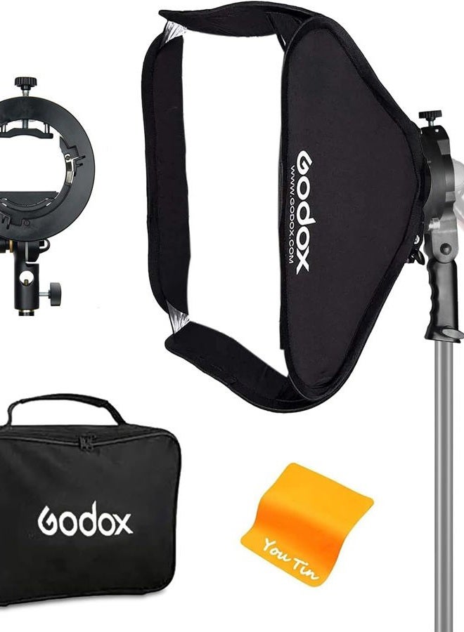 Godox صندوق ضوء قابل للطي من جودوكس 32x32 بوصة / 80x80 سم مع حامل فلاش من نوع S2 من جودوكس بتركيب باوينز لتصوير الفلاش - Image 1
