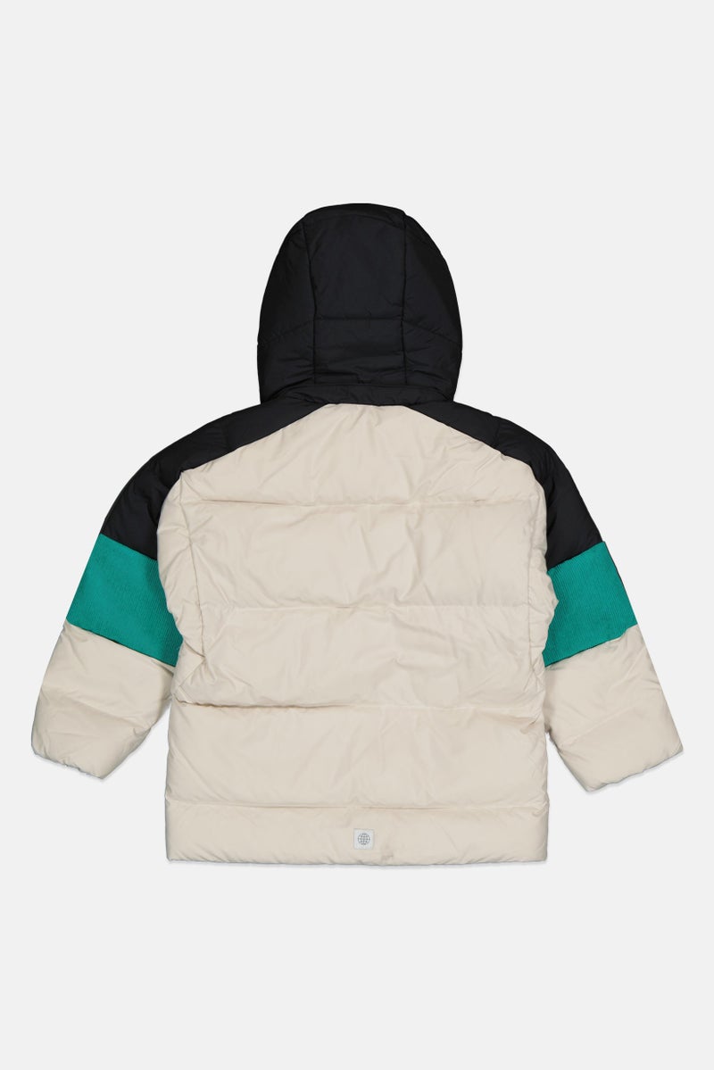 Adidas جاكيت رياضي للأطفال الأولاد بأكمام طويلة مناسب في الهواء الطلق، بيج - Image 2