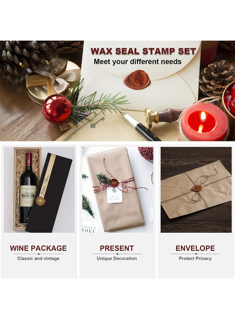 CMGTYYD Wax Seal Stamp Set, 6 Vintage Sealing Wax Stamp Heads + 1 Wooden Handle for Wedding Invitations, Card Envelope Wax Stamp Set, Gift Wrap (Tree of Life + Bee + Rosemary + Compass + Feather + For You)  - Image 4