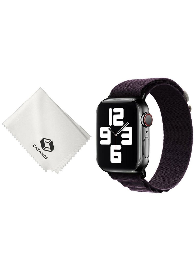 CATANES 2 Packs Of Apple Watch Band and Microfiber Cloth Alpine Loop Band 38mm 40mm 41mm Women Men Adjustable With Metal G-Hook Strap For iWatch Series 7/SE/6/5/4/3/2/1 Dark Purple - Image 2