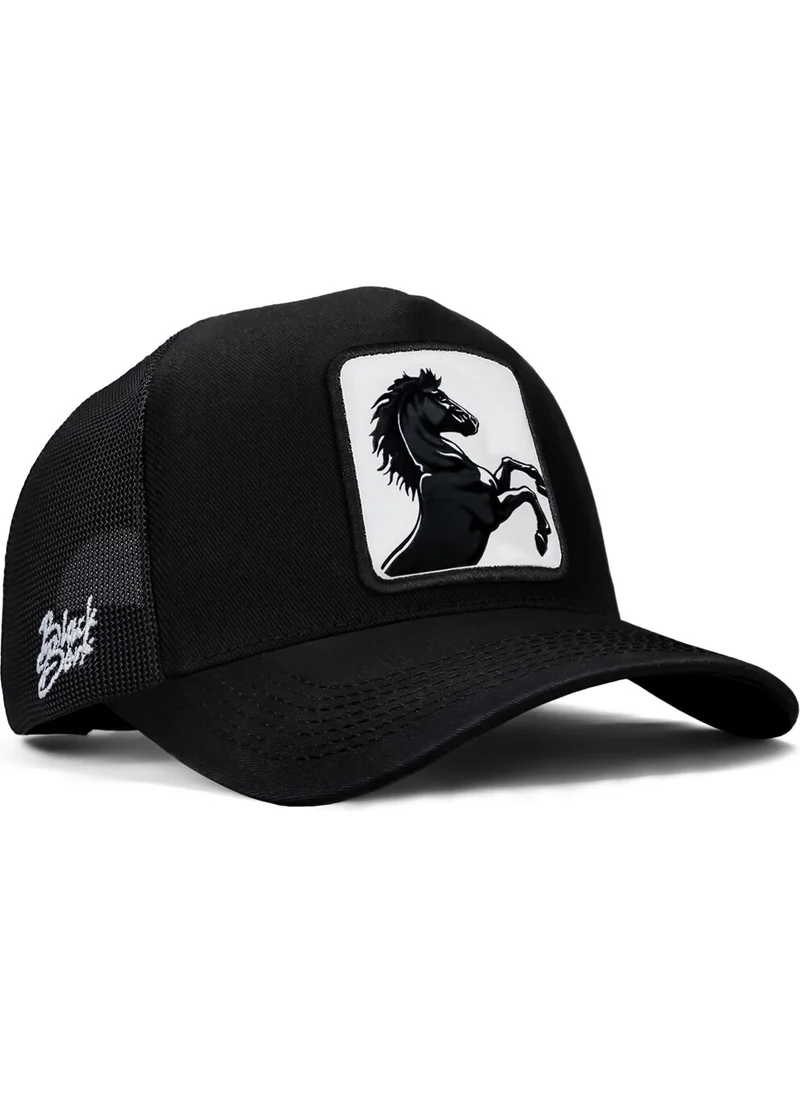 Black Börk Blackbörk V1 Trucker Horse - Black Hat (Cap) with 4 Code Logo