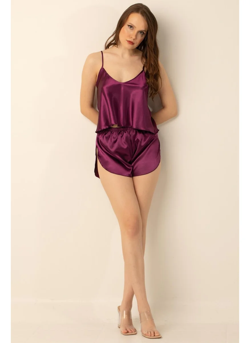 ميور Doremi Satin Slit Thin Strap Shorts Set