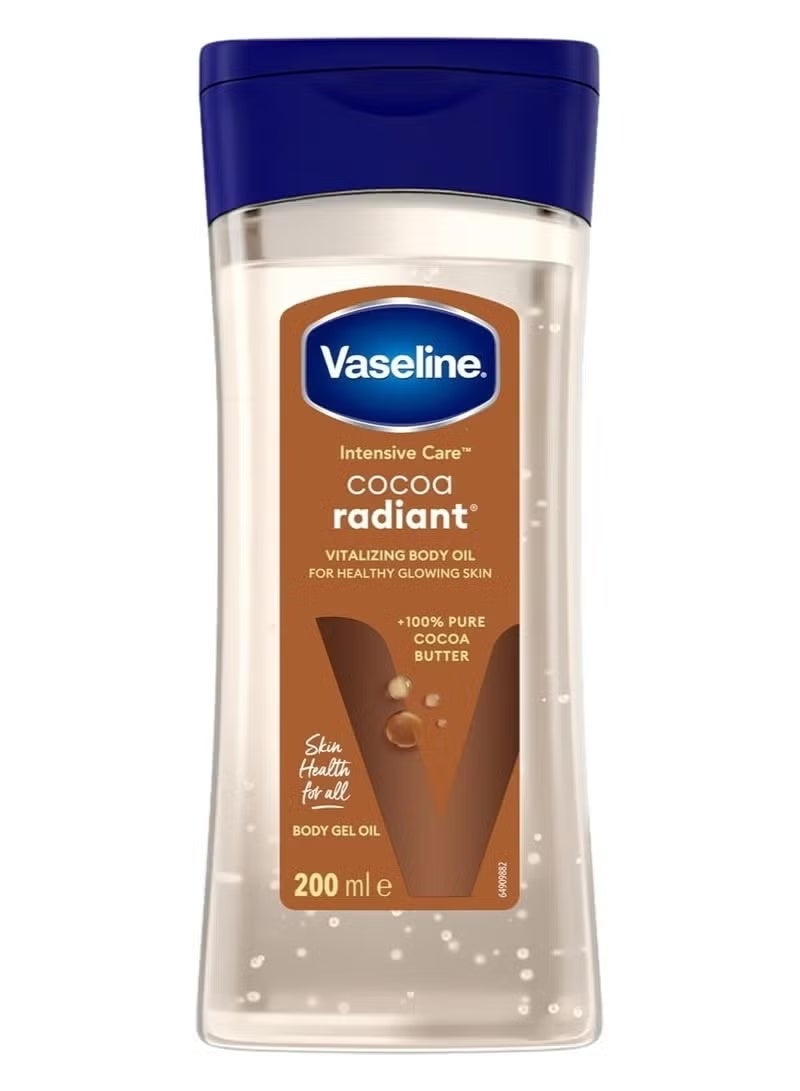 Vaseline Intensive Care Cocoa Radiant Body Oil 200ml – Non-Greasy Gel Body Oil with 100% Pure Cocoa Butter & Replenishing Oils for Glowing, Healthy & Radiant Skin - Image 1