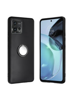 جراب TPU غير لامع بحلقة لهاتف Motorola Moto G72 (أسود)