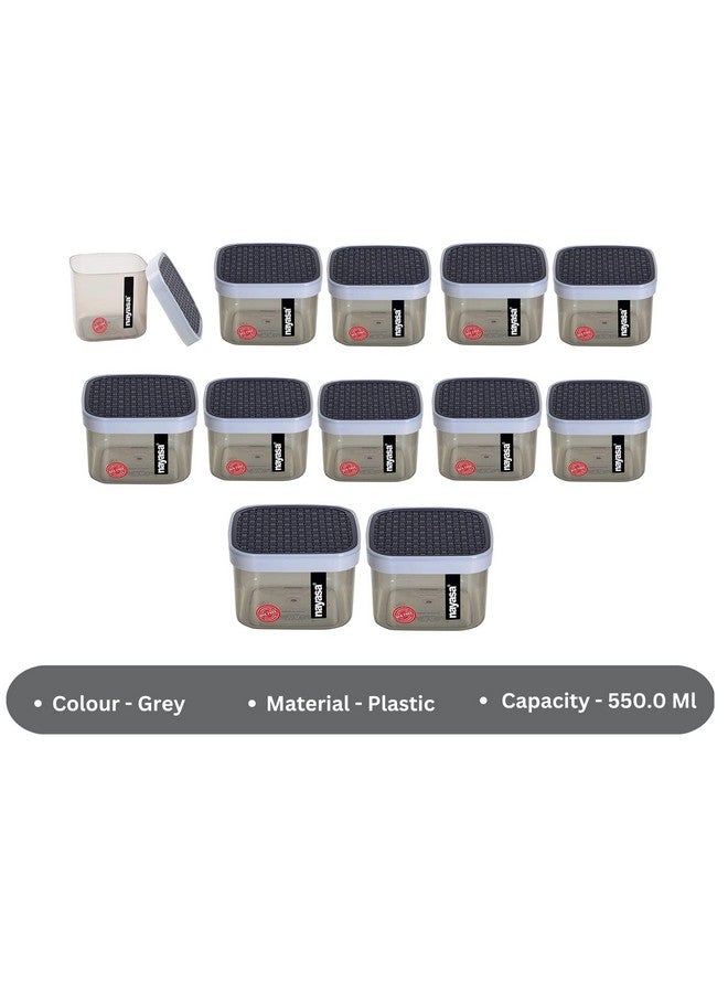 Nayasa Superplast Plastic Container - 550 ml, 12 Pieces, Grey - Image 3