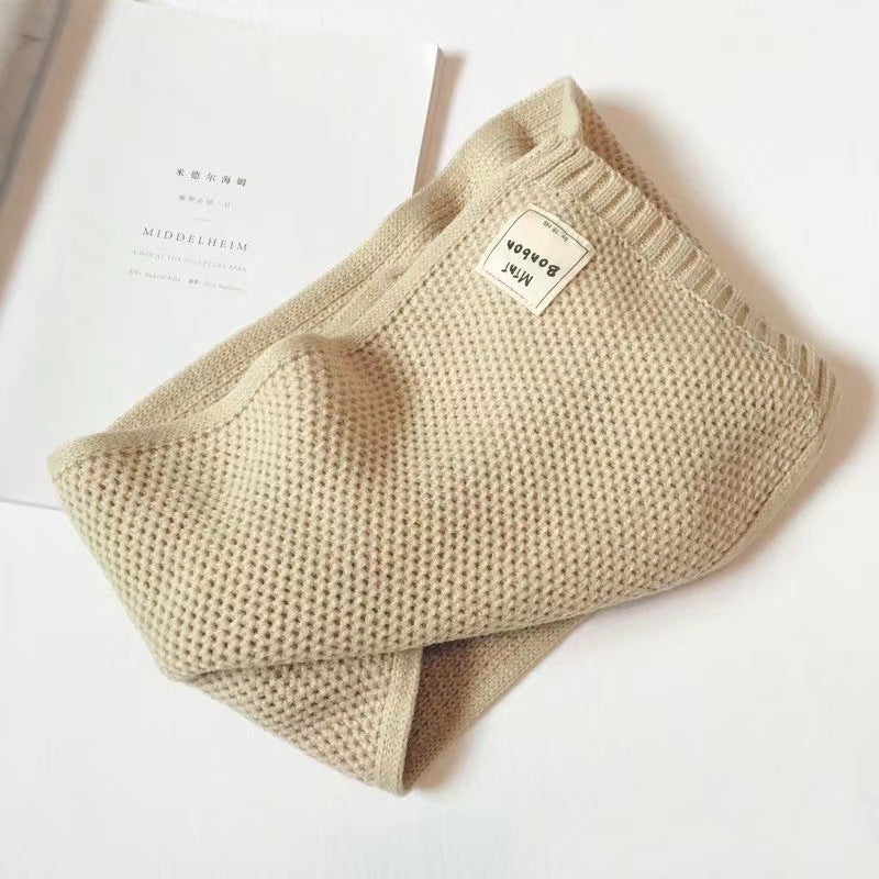 Kids Winter Scarf Knitted Warm Neck Snood Beige  - Image 1