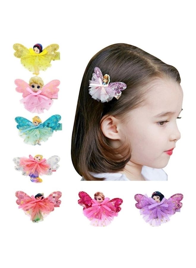 NIBEMINENT 7-Piece Cartoon Skirt Bow Clips Pink/Yellow/Blue - Image 2