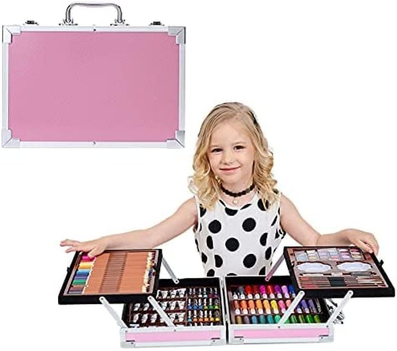 AMINAC Art Set 145pcs with Portable Aluminum Box Professional Artists Drawing Set for Kids Teens and Adults Includeing Colored Pencils Watercolor Paints Oil Pastels - Image 2