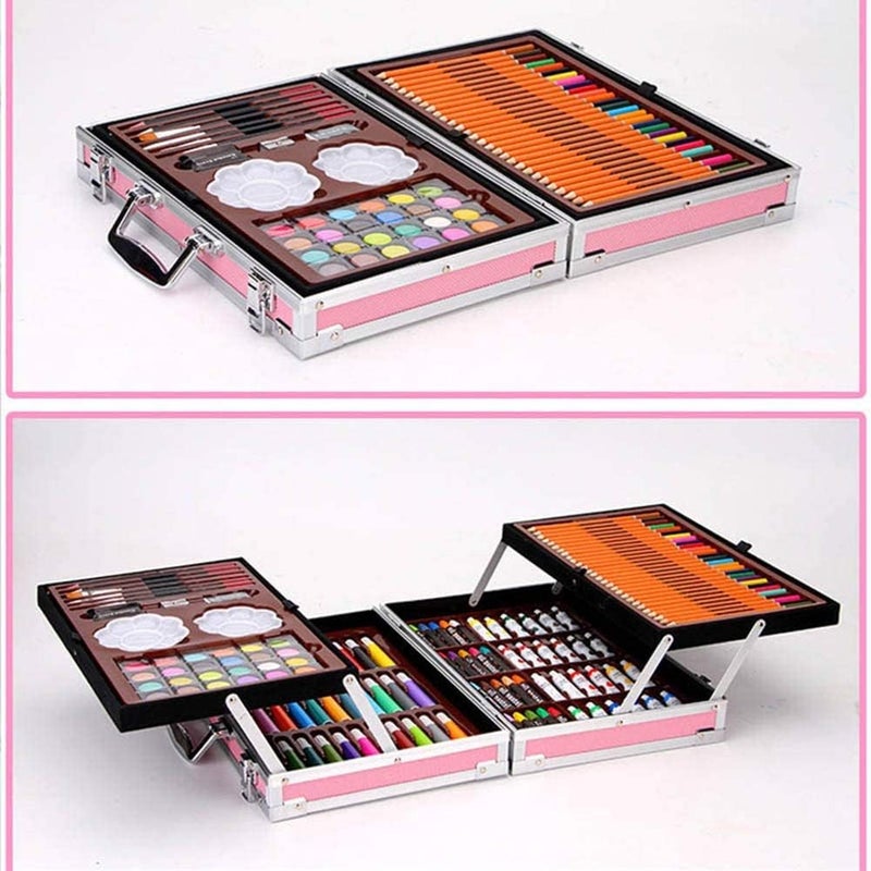 AMINAC Art Set 145pcs with Portable Aluminum Box Professional Artists Drawing Set for Kids Teens and Adults Includeing Colored Pencils Watercolor Paints Oil Pastels - Image 3