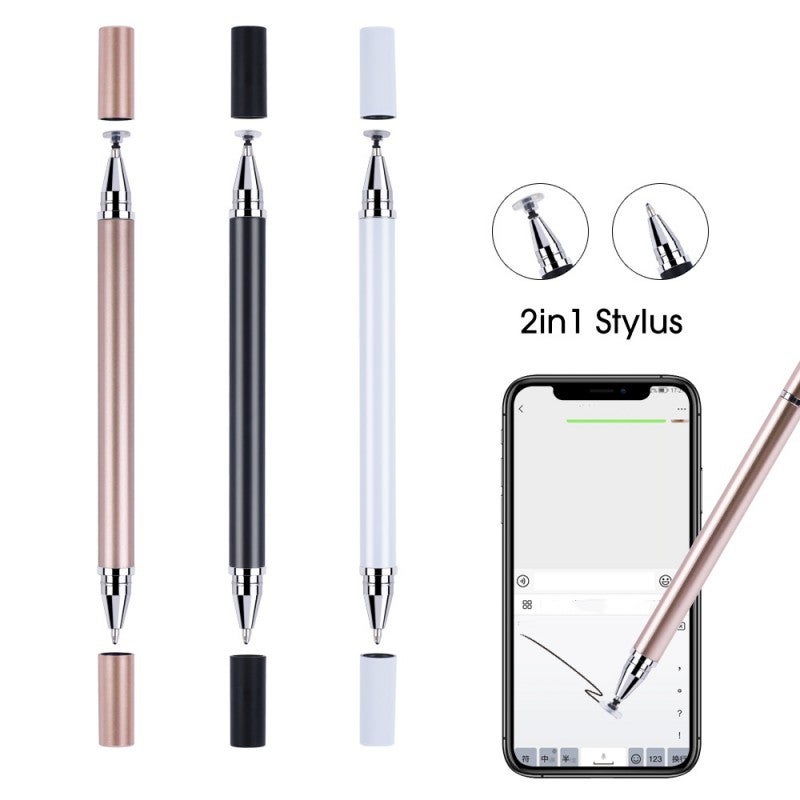 Dual-Tip Capacitive Pen for Smartphones and Tablets White White