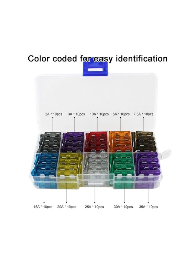 100-Piece Color Coded StAndard Blade Fuse Blue/Green/Red - Image 4