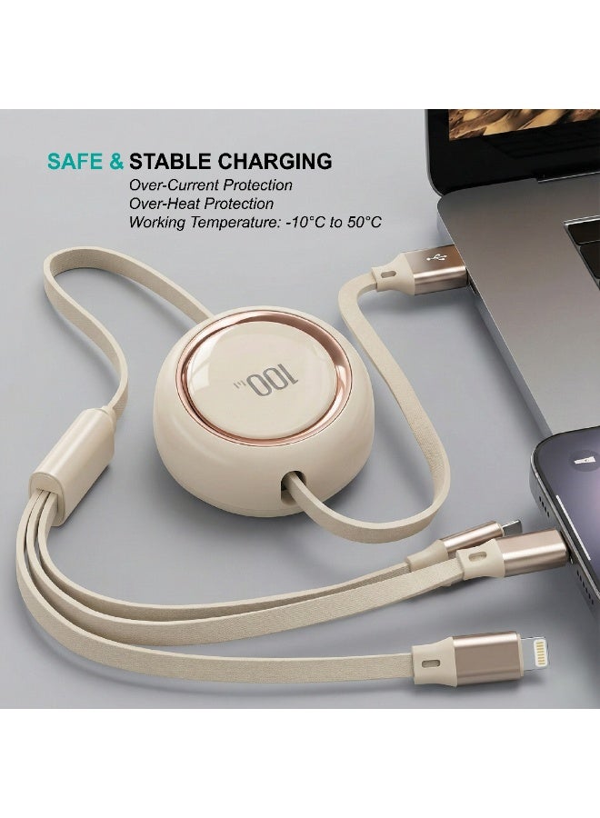 imoaka 3 in 1 Multi USB Retractable Charger Cable,3A Multiple Charging Cord Adapter with iP/USB-C/Micro-USB Port Adapter, Fast Charging Compatible with Cell Phones Tablets Universal Use - Image 5