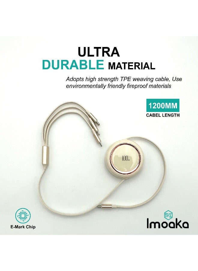 imoaka 3 in 1 Multi USB Retractable Charger Cable,3A Multiple Charging Cord Adapter with iP/USB-C/Micro-USB Port Adapter, Fast Charging Compatible with Cell Phones Tablets Universal Use - Image 2