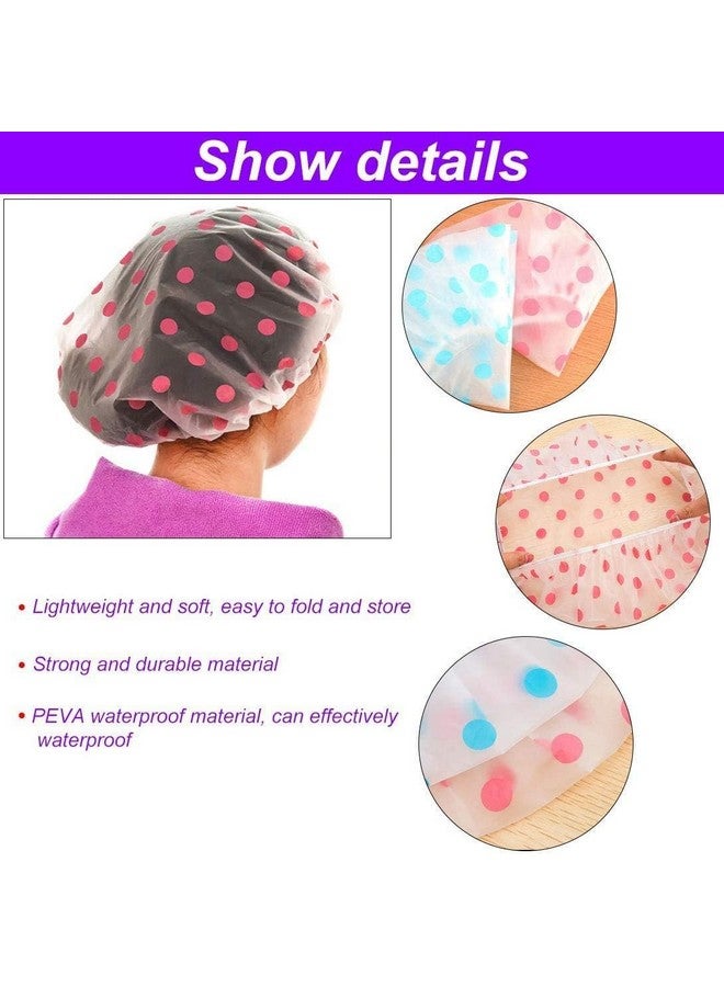 BITTERN 3PCS Shower Caps, Elastic Reusable Waterproof Plastic Shower Cap for Women Ladies Spa Salon (Red+Green+Blue) (MIX COLOUR) - Image 4