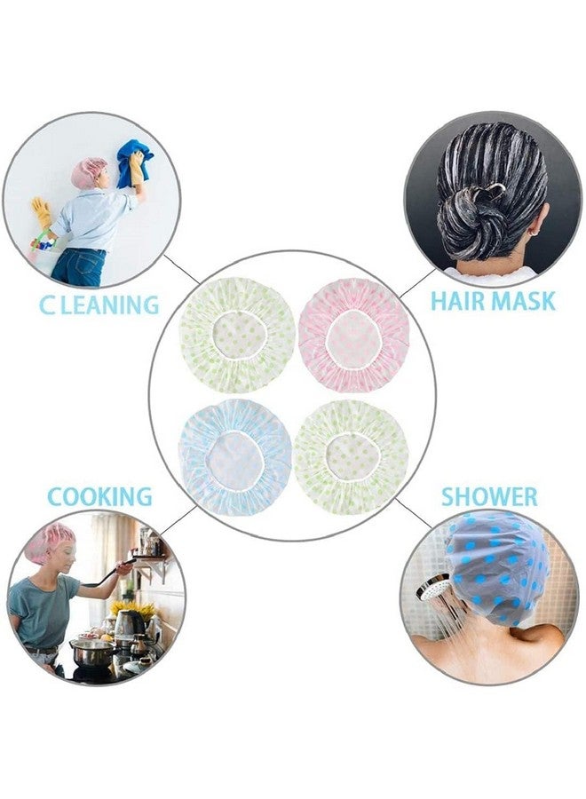 BITTERN 3PCS Shower Caps, Elastic Reusable Waterproof Plastic Shower Cap for Women Ladies Spa Salon (Red+Green+Blue) (MIX COLOUR) - Image 3