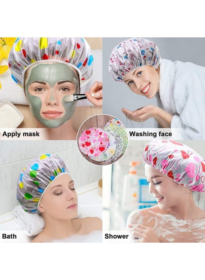 BITTERN 3PCS Shower Caps, Elastic Reusable Waterproof Plastic Shower Cap for Women Ladies Spa Salon (Red+Green+Blue) (MIX COLOUR) - Image 5