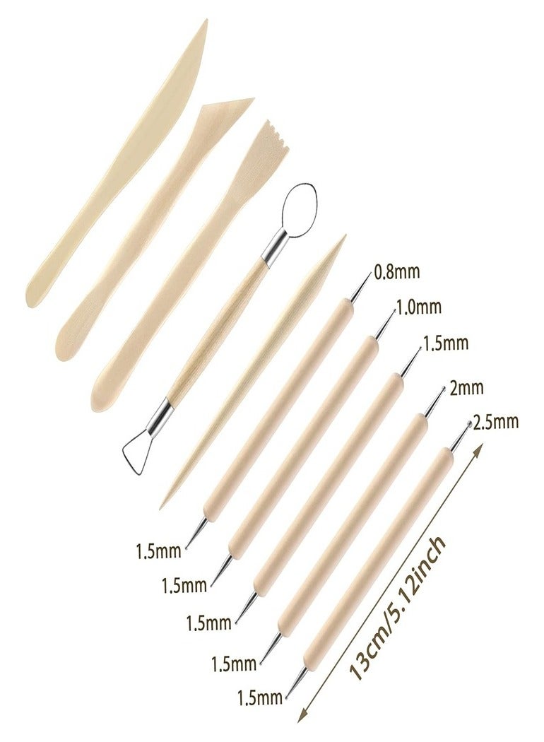 10 Pieces Polymer Clay Tools, Wooden Clay Sculpting Tools Clay Modelling Tools Pottery Tools Kit for Adults Kids Pottery Craft Sculpting Modeling Shaping Carving and Dotting - Image 2