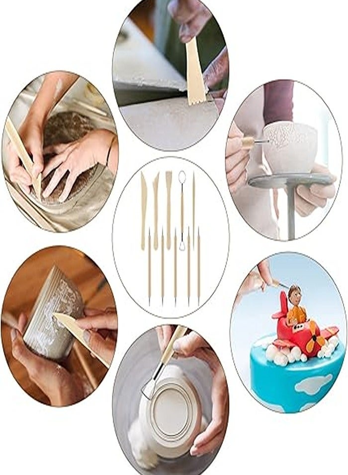 10 Pieces Polymer Clay Tools, Wooden Clay Sculpting Tools Clay Modelling Tools Pottery Tools Kit for Adults Kids Pottery Craft Sculpting Modeling Shaping Carving and Dotting - Image 5