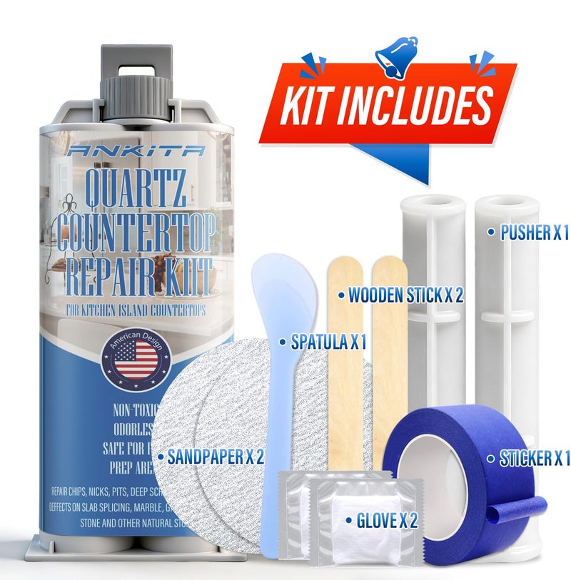 Ankita Quartz Countertop Repair Kit (White), Quick-Drying Quartz Repair Kit for Edge Chips, Cracks, Scratches, Nicks on Quartz, Granite, Marble, Porcelain and Other Natural Stone Surfaces - Image 3