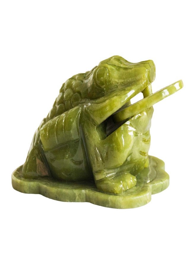 Addune Feng Shui Jade Money Frog Three Legged Wealth Frog or Money Toad Statue Car Dashboard Decors Attract Wealth and Good Luck (S, Green) - Image 1