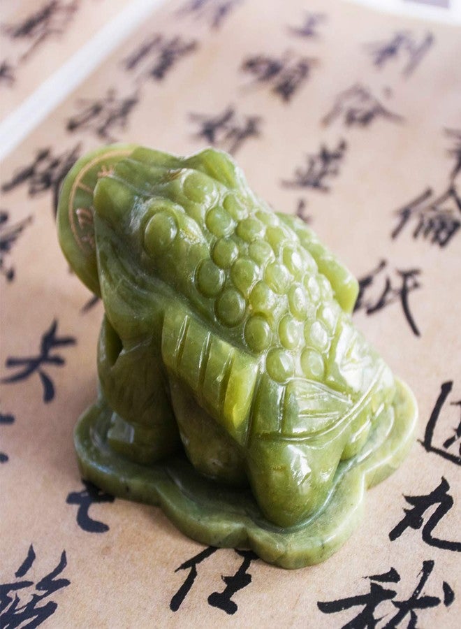 Addune Feng Shui Jade Money Frog Three Legged Wealth Frog or Money Toad Statue Car Dashboard Decors Attract Wealth and Good Luck (S, Green) - Image 3