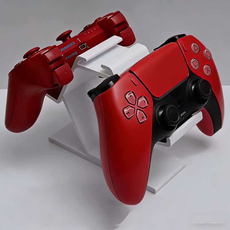 حامل تخزين عالمي أبيض بمقبضين مزدوجين لأجهزة تحكم الألعاب الخاصة بـ PS4 و PS5 و Xbox - Image 1