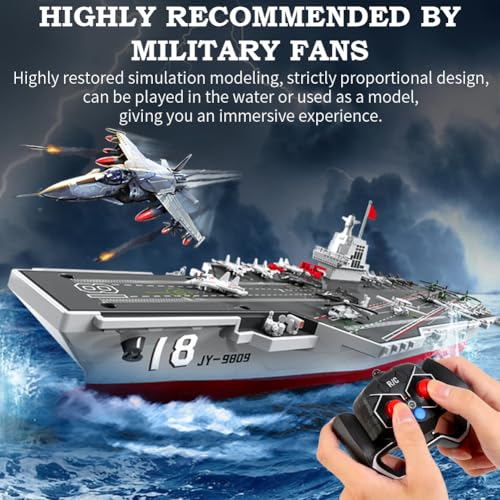 SNACKTANT RC Boats for Kids 812 16inch Warship Battleship Aircraft Carrier with 2 Rechargeable Batteries 15mph High Speed Remote Control Military Ship for Pool Lake Exhibits Model Gift for Boys - Image 3