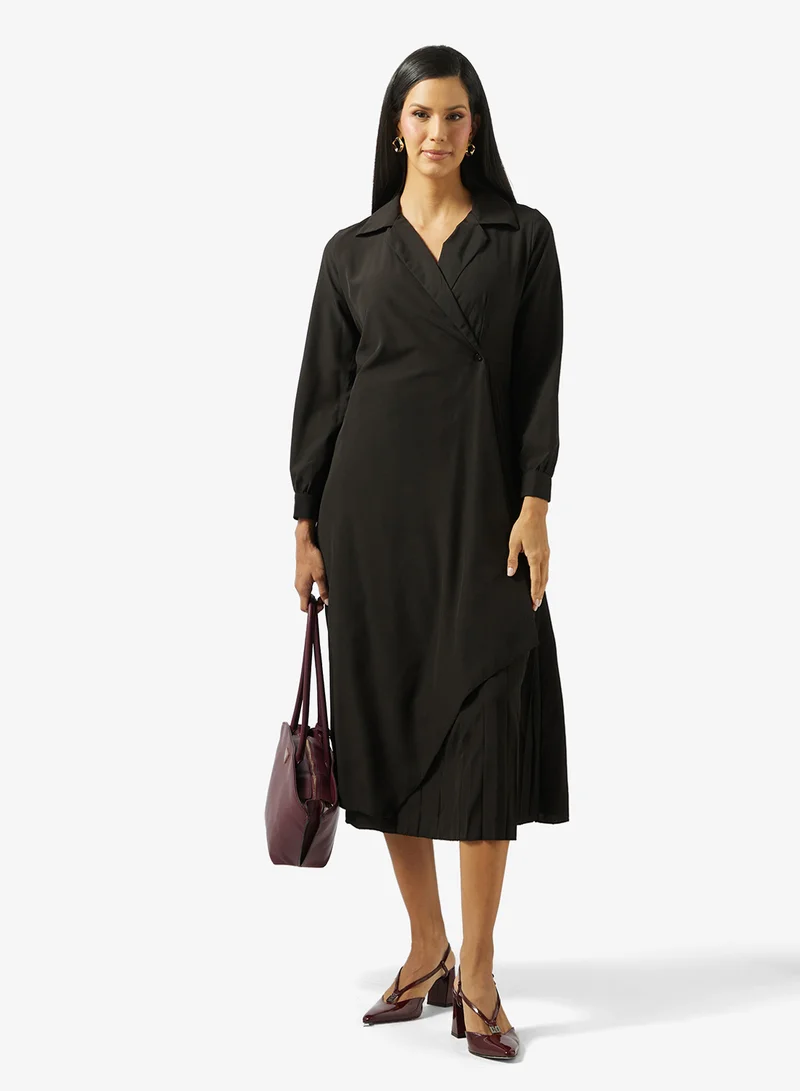Ella  Wrap Dress With Pleats for Women | Best Price UAE